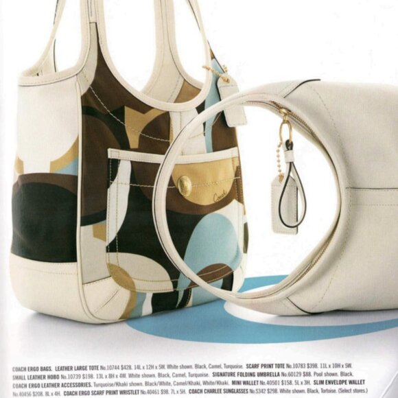 Coach Y2K Scraf Print Ergo 2006 Turquoise Khaki Brown HTF - Picture 3 of 17